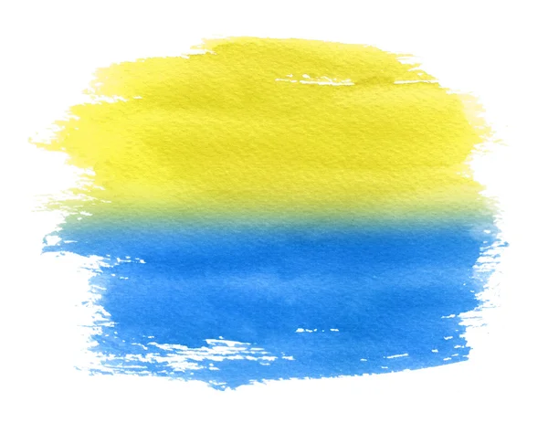 Gelb-blauer Aquarellfleck - ukrainische Flagge — Stockfoto