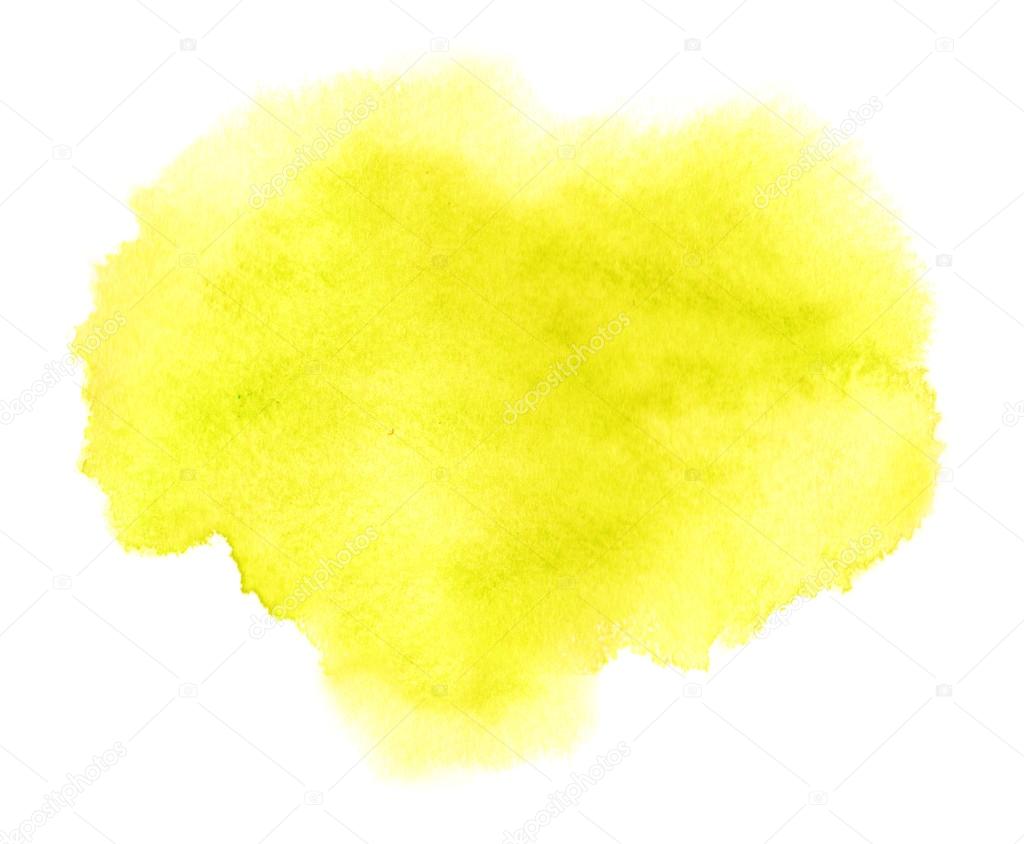 Yellow watercolor or ink stain with water colour paint blotch