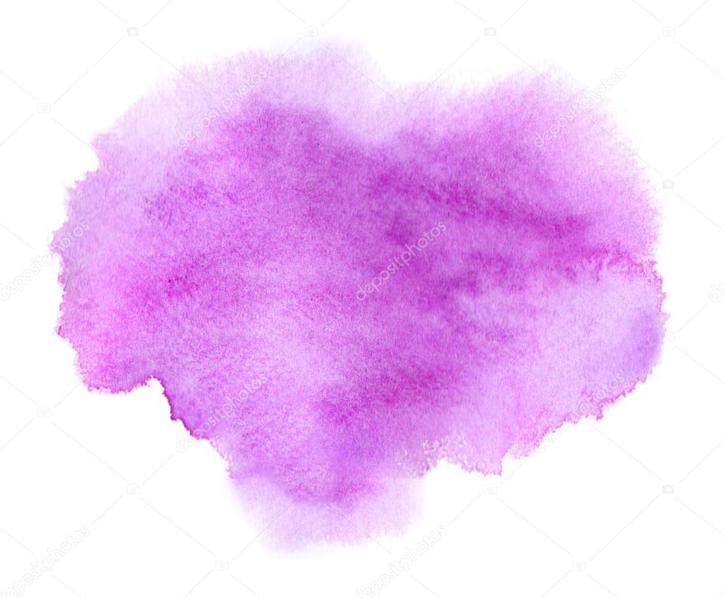 Violet watercolor or ink stain with water colour paint blotch