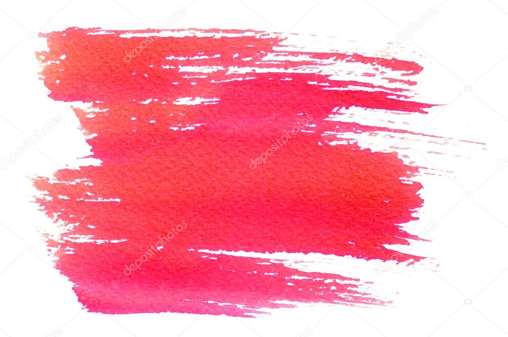 Abstract red watercolor hand painted stroke