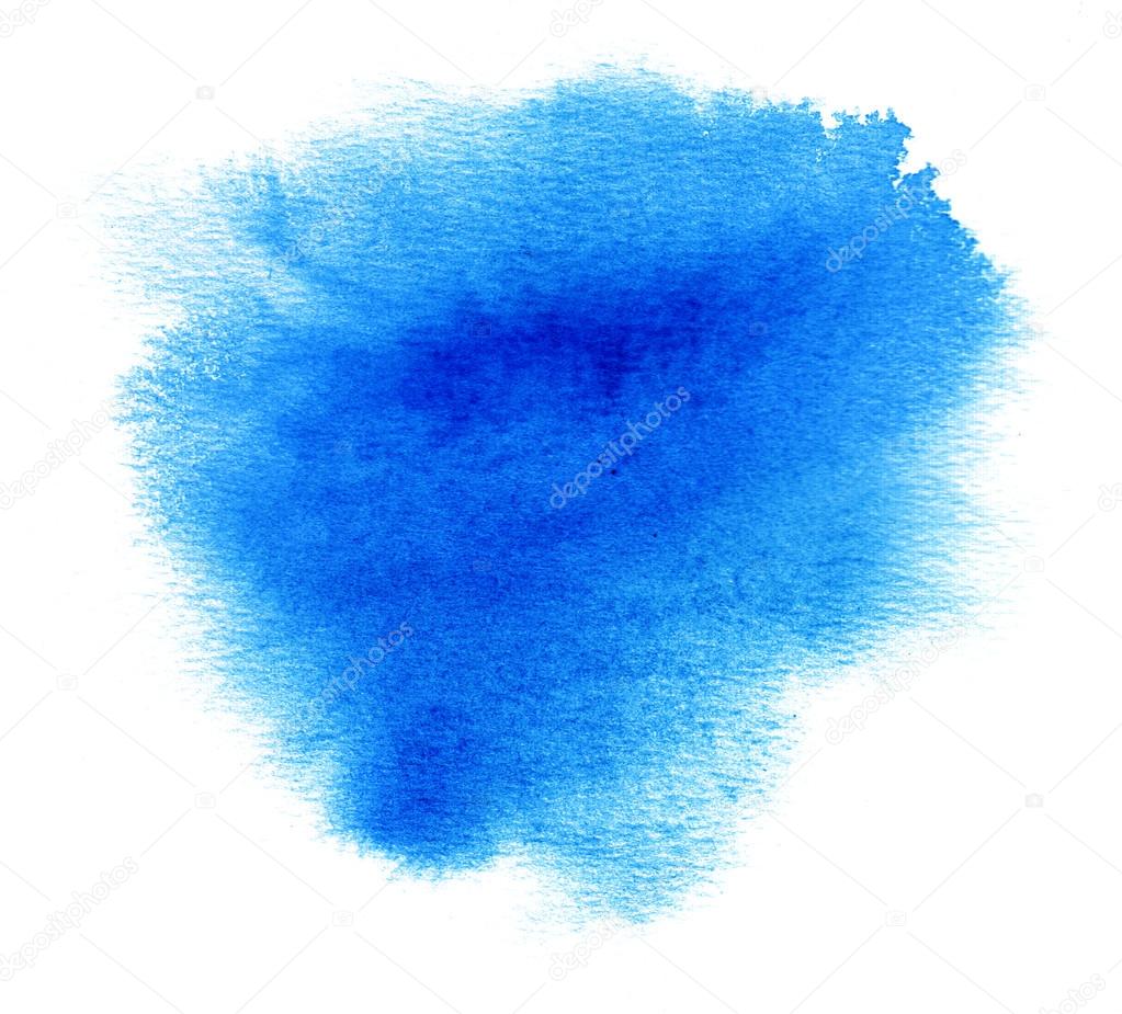 Blue watercolor or ink stain with paint blotch Stock Illustration