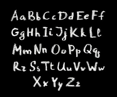 Tebeşir el tahtaya yazılmış yazı İngilizce alfabesi