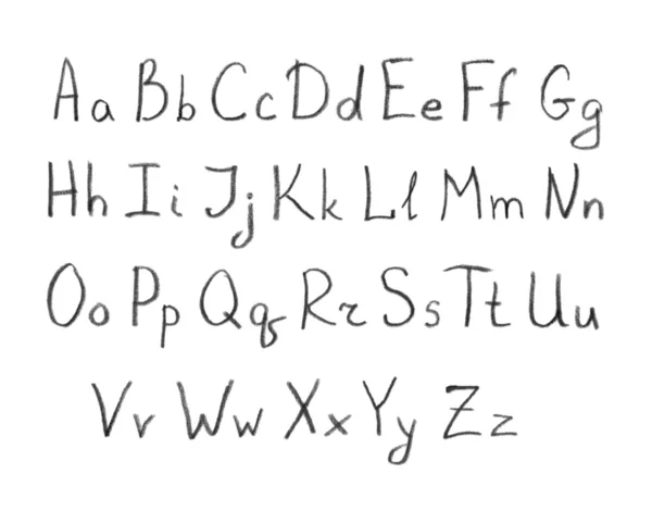 Lápis simples escrito à mão alfabeto inglês — Fotografia de Stock
