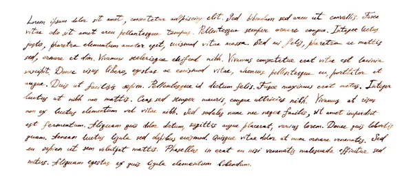 Carta manuscrita - texto latino Lorem ipsum escrito por tinta marrom — Fotografia de Stock