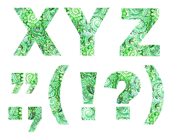 문장 부호와 화려한 장식 글꼴 알파벳 — 스톡 사진