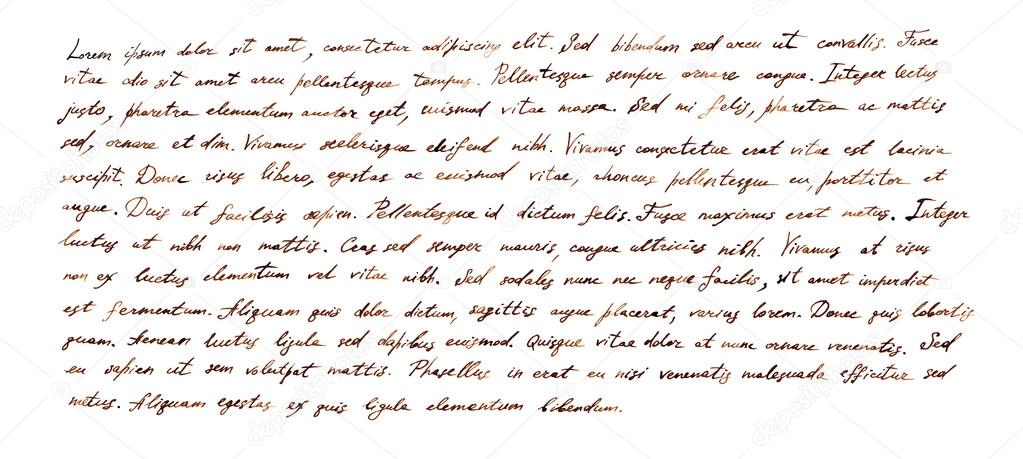 Handwritten letter - latin text Lorem ipsum written by brown ink