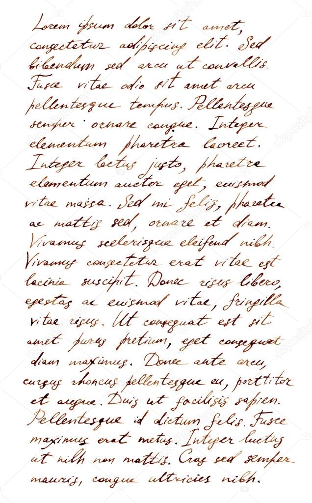 Hand written letter - latin text Lorem ipsum, old style
