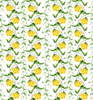 Sarı çiçek gündüzsefası. Çiçek desenli yinelenen. Suluboya