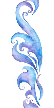 Repeating winter border frame, watercolour ornamental strip