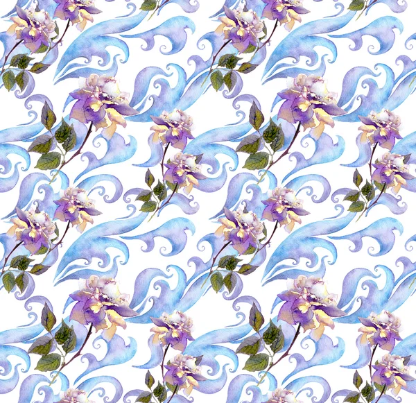 Seamless winter watercolor floral pattern — Stockfoto
