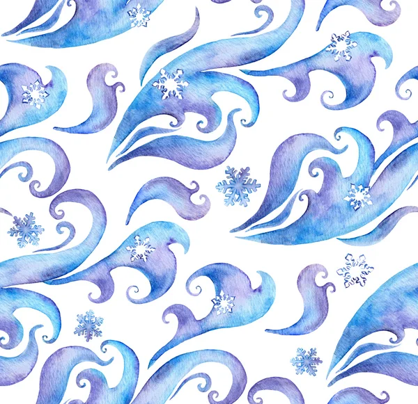 Nahtloses Winter-Aquarell-Muster mit Schneeflocken und Zuckerguss — Stockfoto