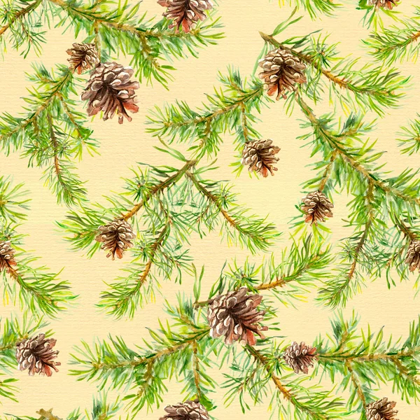 Año nuevo patrón sin costuras con ramas de árbol de Navidad — Foto de Stock