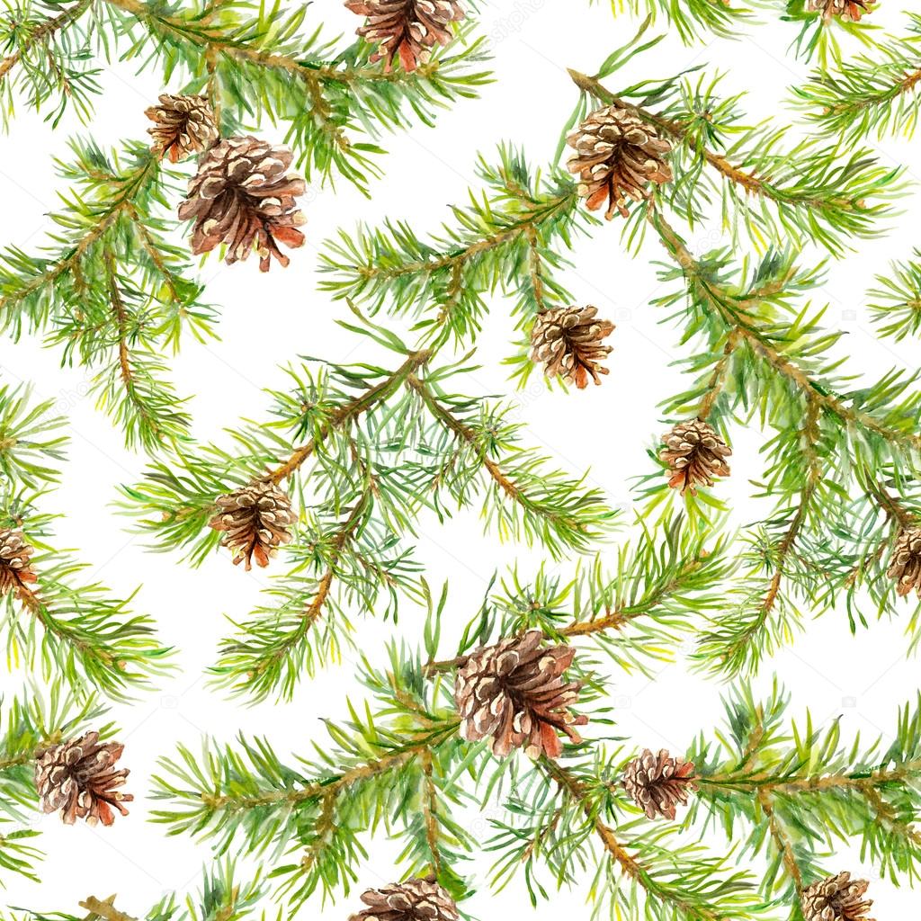 New year seamless pattern with branches of christmas tree
