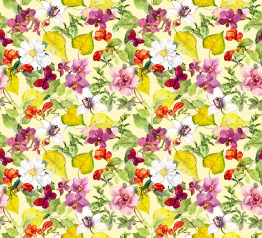 Bright seamless pattern. Floral watercolor background