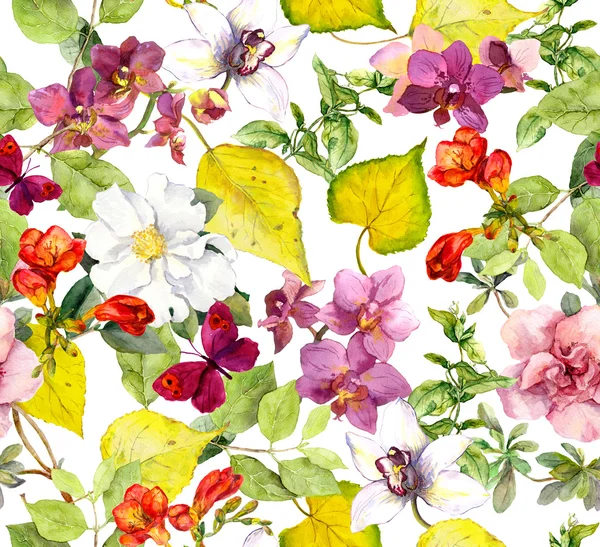 Bright seamless pattern. Floral watercolor background — Stock fotografie