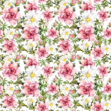 Sulu Boya çiçekler. Sorunsuz çiçek desenli.