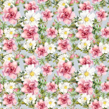 Sulu Boya çiçekler. Sorunsuz çiçek desenli.