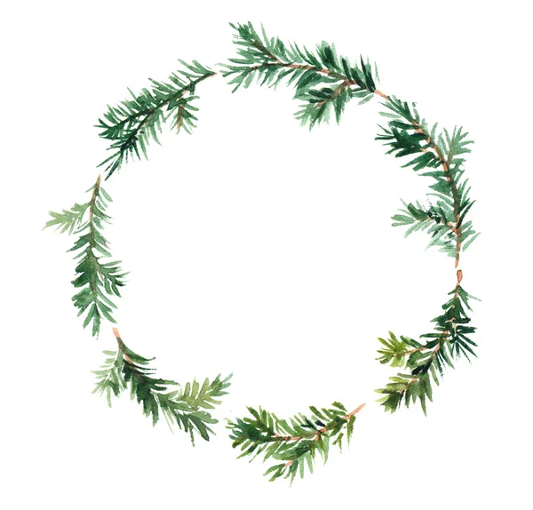 Spruce wreath. Watercolor — Stock Photo, Image