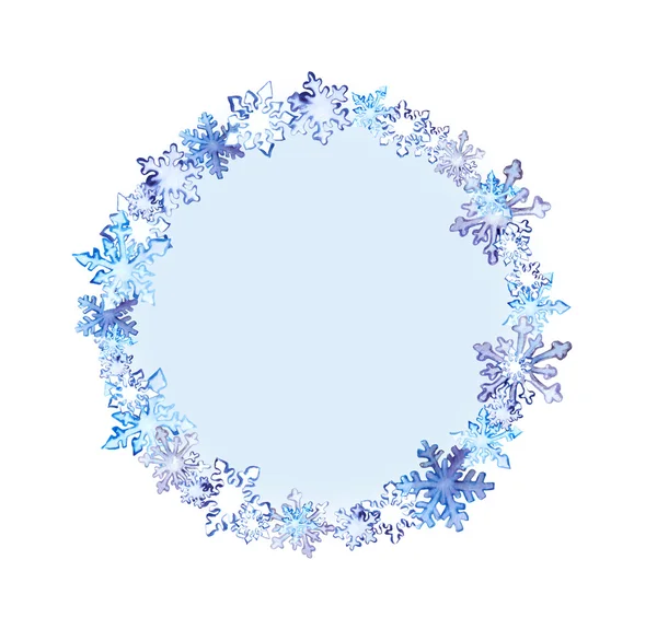 Christmas wreath with snowflakes. Watercolor circle border — Stock Photo, Image
