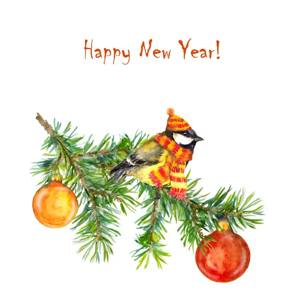 Xmas greeting card with funny bird — Stock Photo, Image