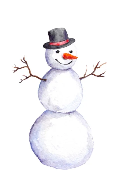 Isolated snowman in top hot — Stock Photo, Image