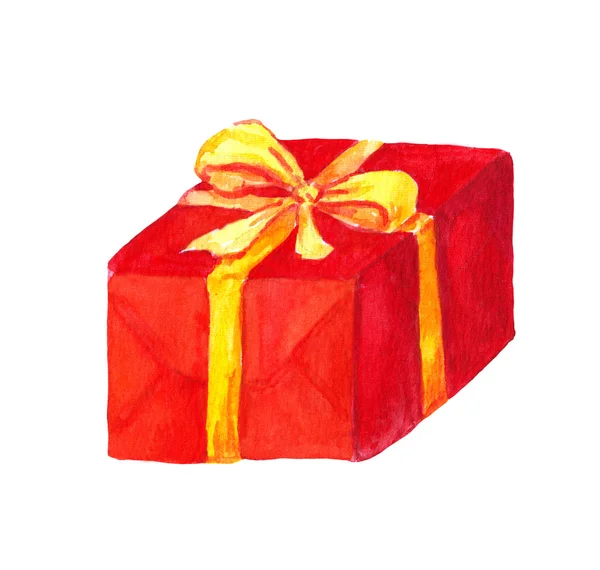 Caja de regalo de año nuevo. Acuarela — Foto de Stock