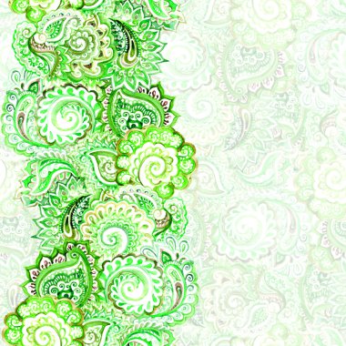 Yeşil süs süs Telkari model damask ile tekrarlanan