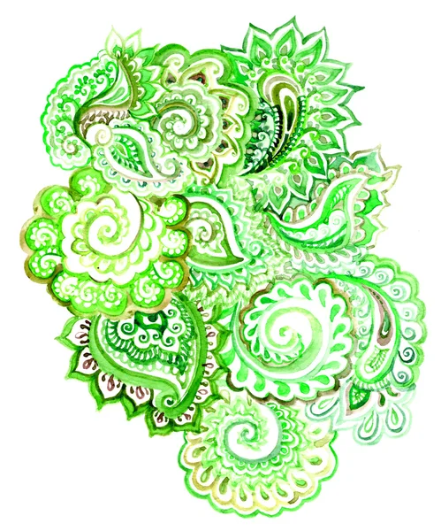 Elemento ornamental indiano com design étnico verde — Fotografia de Stock