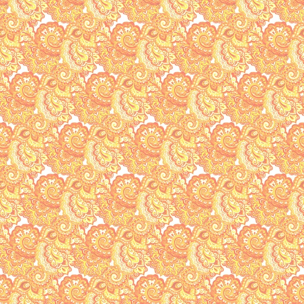 Endless indian pattern with traditional ornament in orange color — Stock Photo, Image