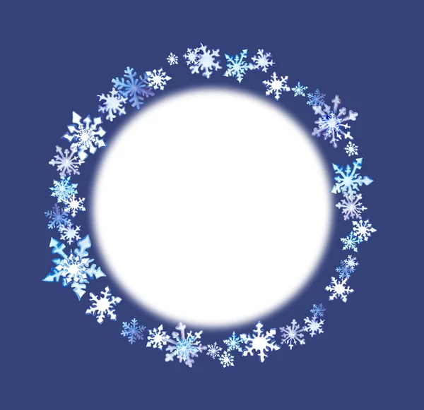 Winter wreath with snowflakes. Watercolor round frame — Stock Photo, Image