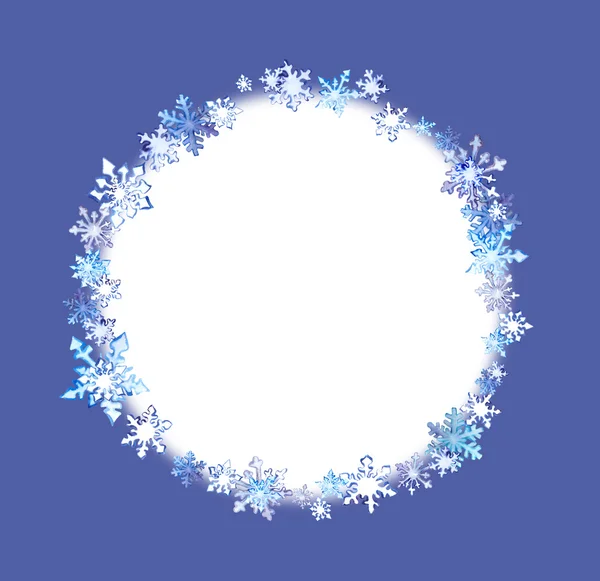 Corona de invierno con copos de nieve. Marco redondo acuarela —  Fotos de Stock