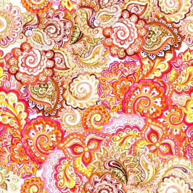 Repeated ornamental ethnic pattern with indian ornament