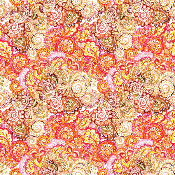 Design orientale con fiori e paisley. ornamentale senza cuciture — Foto Stock