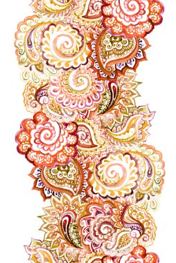 ornamental abstract stripe border, red-brown oriental arabic