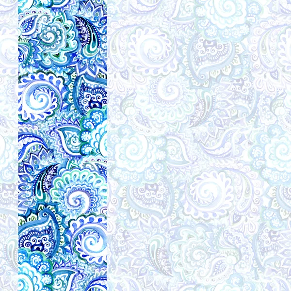 Ornamental blue winter floral card — Stockfoto