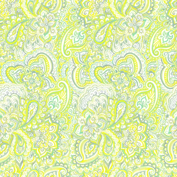 Jemný vzorek zelená žlutá s tradiční východní ornament — Stock fotografie