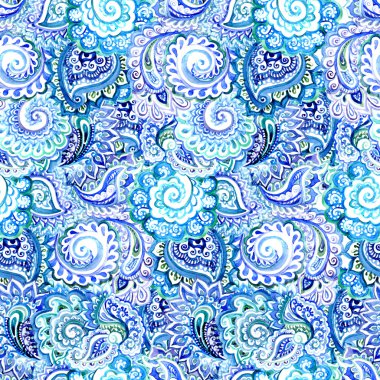 Eğrileri ve paisleys ile süs Hint seamless modeli