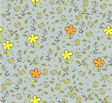 Floral seamless background with yellow and orange flowers