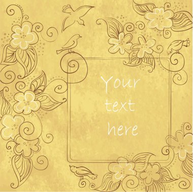 Eski kağıt üzerinde beyaz süsleme ile süs kartpostal