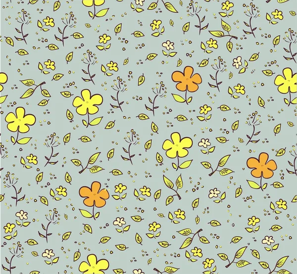 Fond floral sans couture avec des fleurs jaunes et orange — Image vectorielle