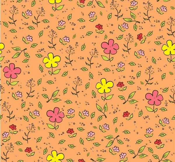 Floral seamless background with yellow and pink flowers — Stock Vector