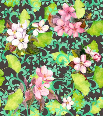 Decorative ornament, Seamless watercolor ornament