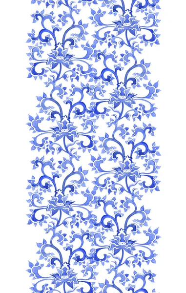Floral asian ethnic repeating pattern. Watercolor ornament — Stockfoto