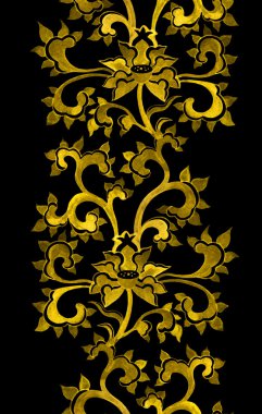 Repeat floral ornamental border with chinese golden flowers.