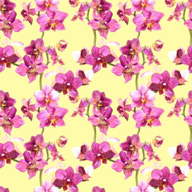 Yellow pattern with floral design in orchids flowers