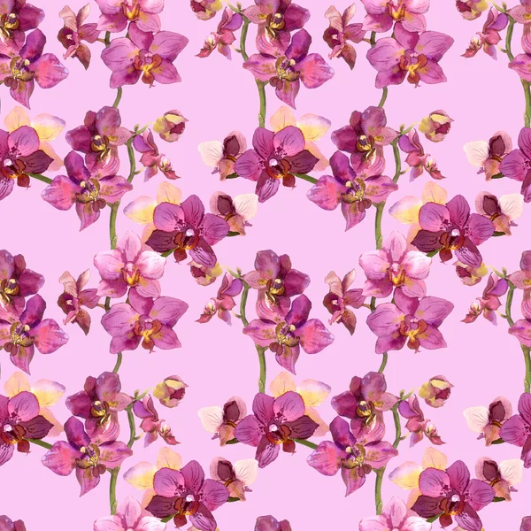 Orchidées de fleurs tropicales dans la conception répétée de tissu — Photo