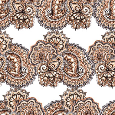 Dantel nakış yinelenen desen. Çiçekler, paisley ve kaydırma süs çiçek arka plan