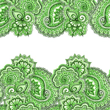 Dekoratif süslü tekrarlanan afiş. Hint desenli şerit