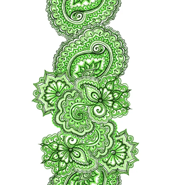 Diseño indio oriental con paisley. Marco de banner de primavera verde . — Foto de Stock