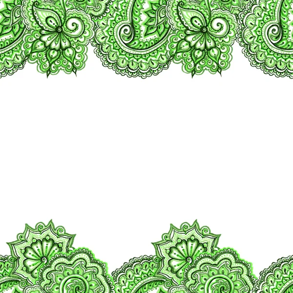 Moldura de borda decorativa ornamentada repetida. Faixa ornamental indiana — Fotografia de Stock